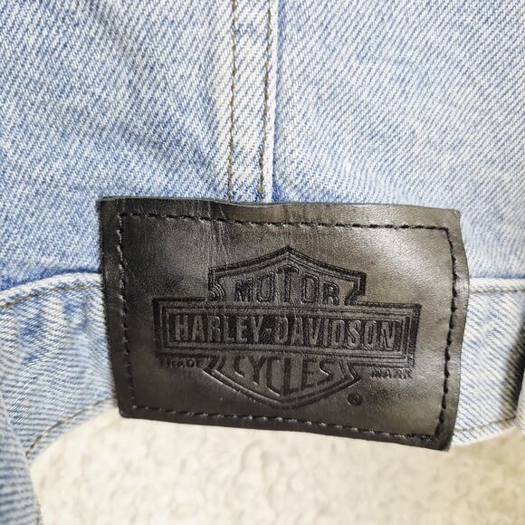 Harley Davidson Vintage Denim Jean Jacket Men's XL Embroidered Back Eagle Patch - Picture 5 of 11
